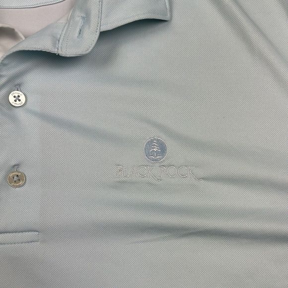 Johnnie-O‎ Polo Shirt Mens XXL Light Blue Short Sleeve Collar Logo Stretch Golf - Picture 3 of 8
